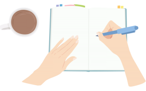 ノートとコーヒーイラスト